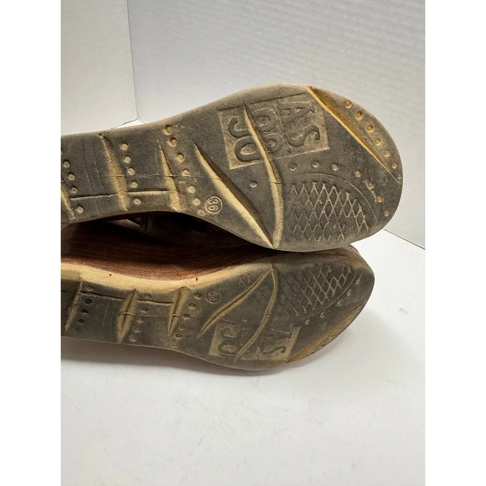 A.S. 98 Tan Leather Studded Wedge Sandals Open Toe Platform Made in Italy 36 6